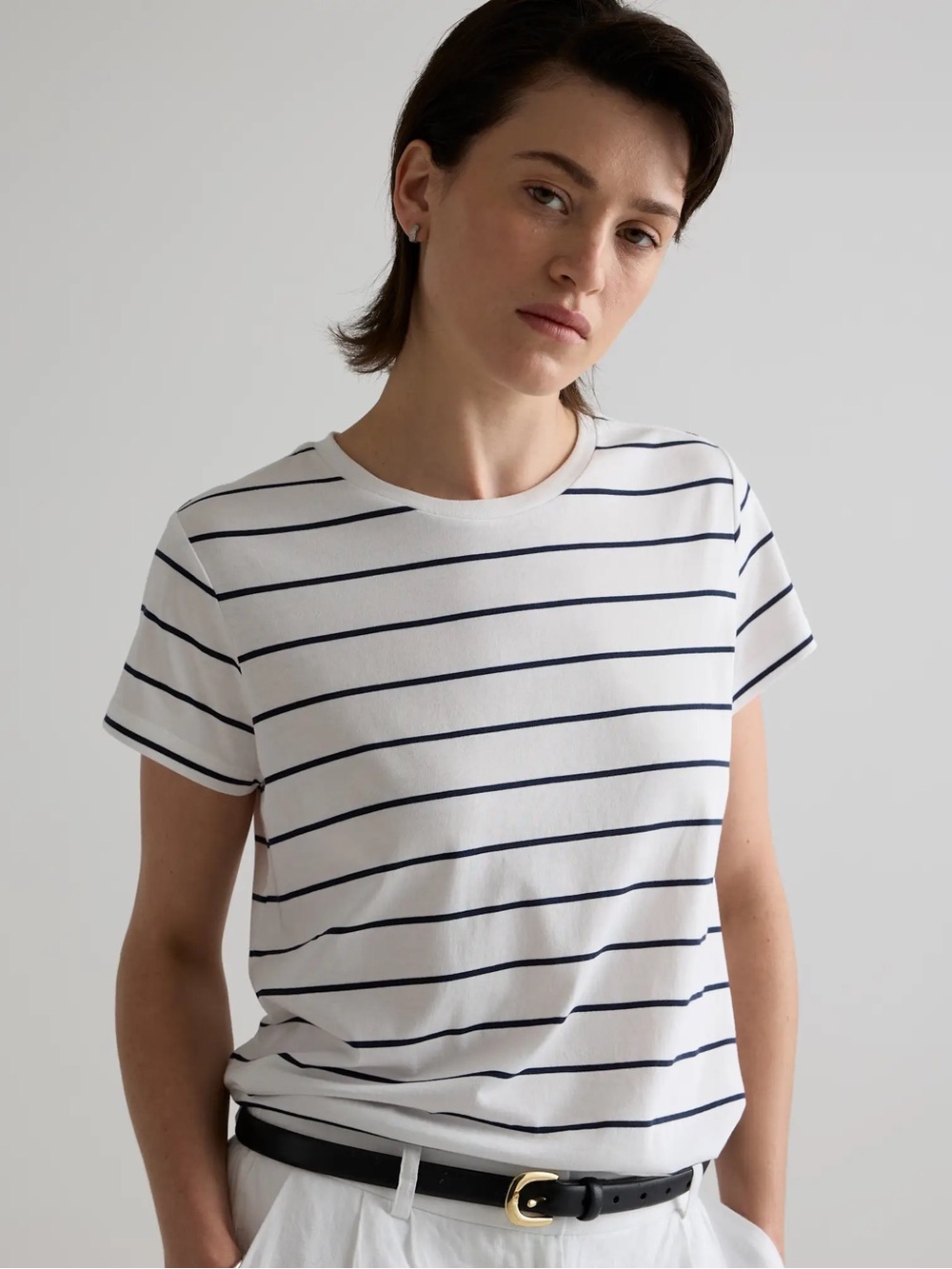 Quince Cotton Modal Crew Neck Swing Tee - Medium